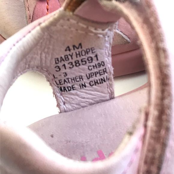 Stride Rite BABY LOVE Toddler Girl 4M Leather PINK FLORAL Velcro Sandals Shoes - Picture 4 of 9